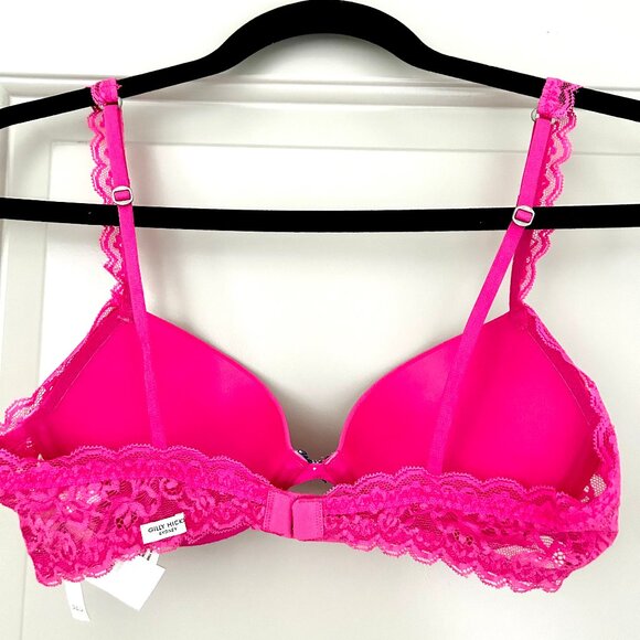 NWT New Gilly Hicks Abercrombie Hollister Cute Push-Up Bright Pink Bra 34B - Picture 3 of 4